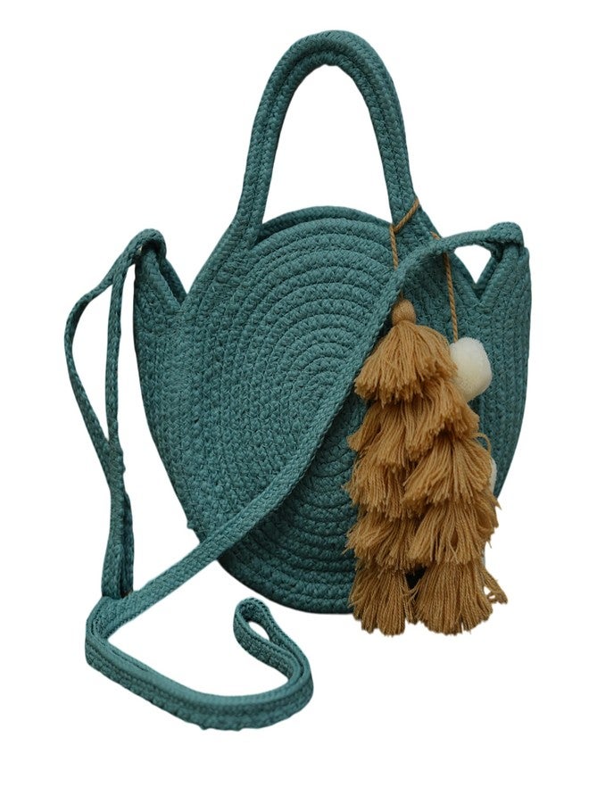 Ariya Women Sling Bag with Tassel Charm (4063 | Sky Blue) Handcrafted PP & Cotton Blend Shoulder Purse, Perfect for Ladies & Girls, Lightweight Crossbody Bag for Daily Use, Casual, Travel - Image 1